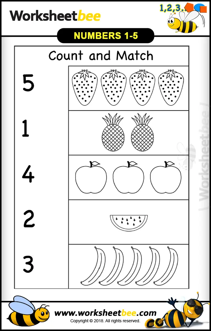 Counting Numbers 1 5 Worksheets For Kindergarten