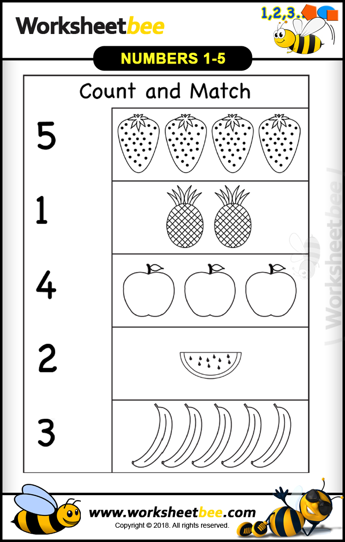 Printable Worksheet Numbers 1 5 Worksheet Bee