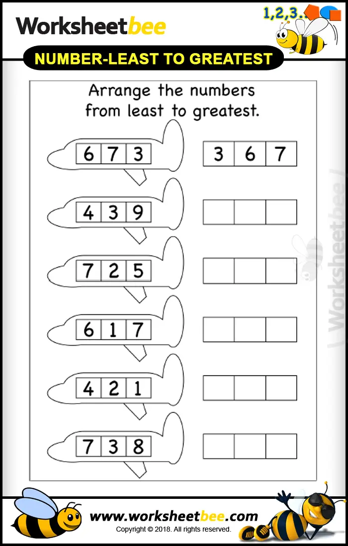 Arranging Numbers From Greatest To Least Worksheet For Kindergarten