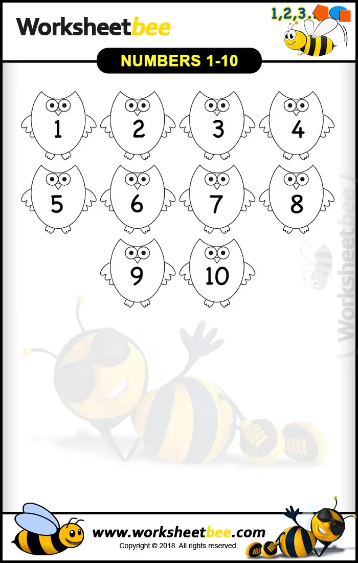 Owl Shape Printable Worksheet for Kids From Numbers 1 20