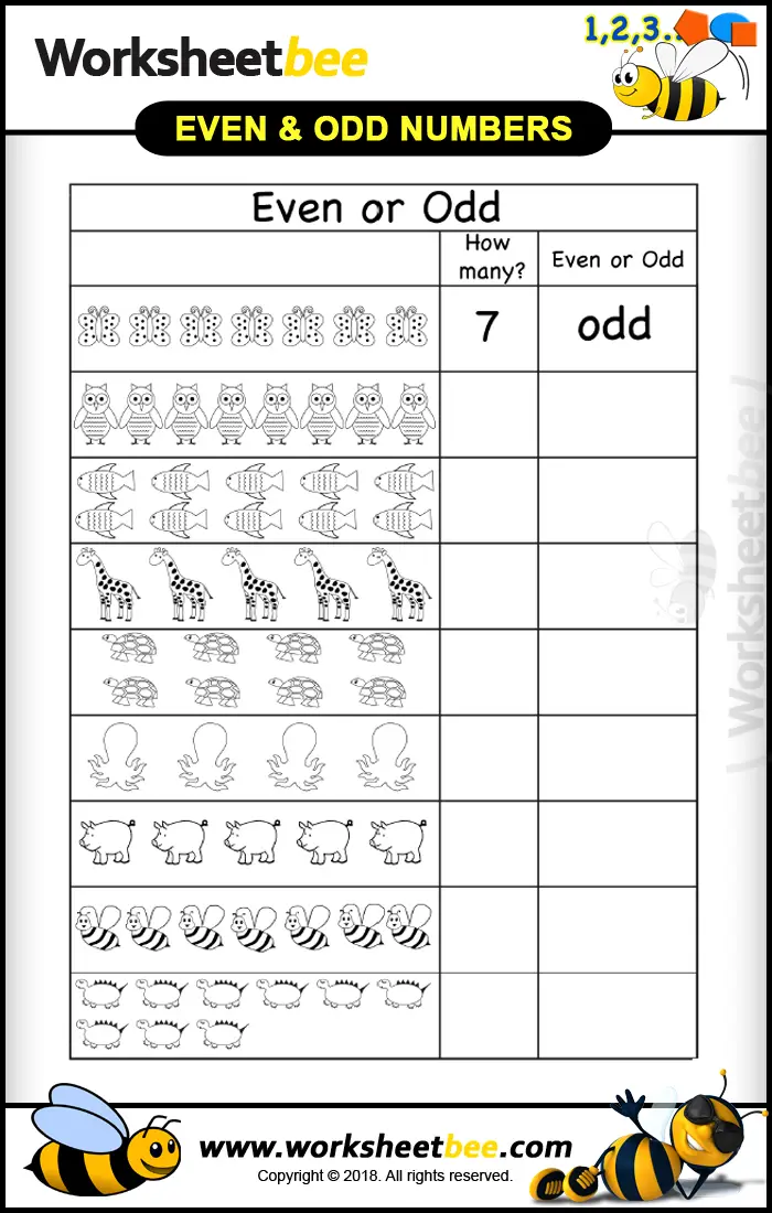 Printable Worksheet for Kids Even and Odd Numbers3