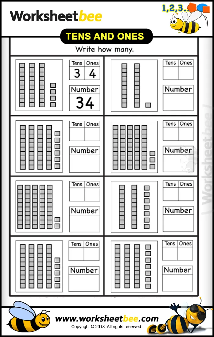 Tens and Ones Worksheet Printable - Worksheet Bee