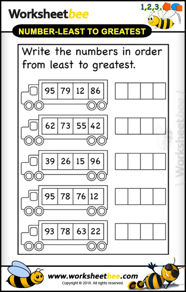 Write The Numbers In Order From Least To Greatest Worksheet