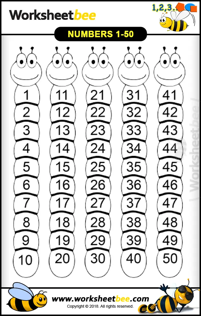 Writing Numbers 1 To 50 Worksheet