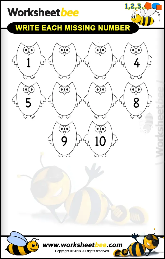 Best Printable Worksheet for Kids About to Write Each Missing Numbesr 1 10