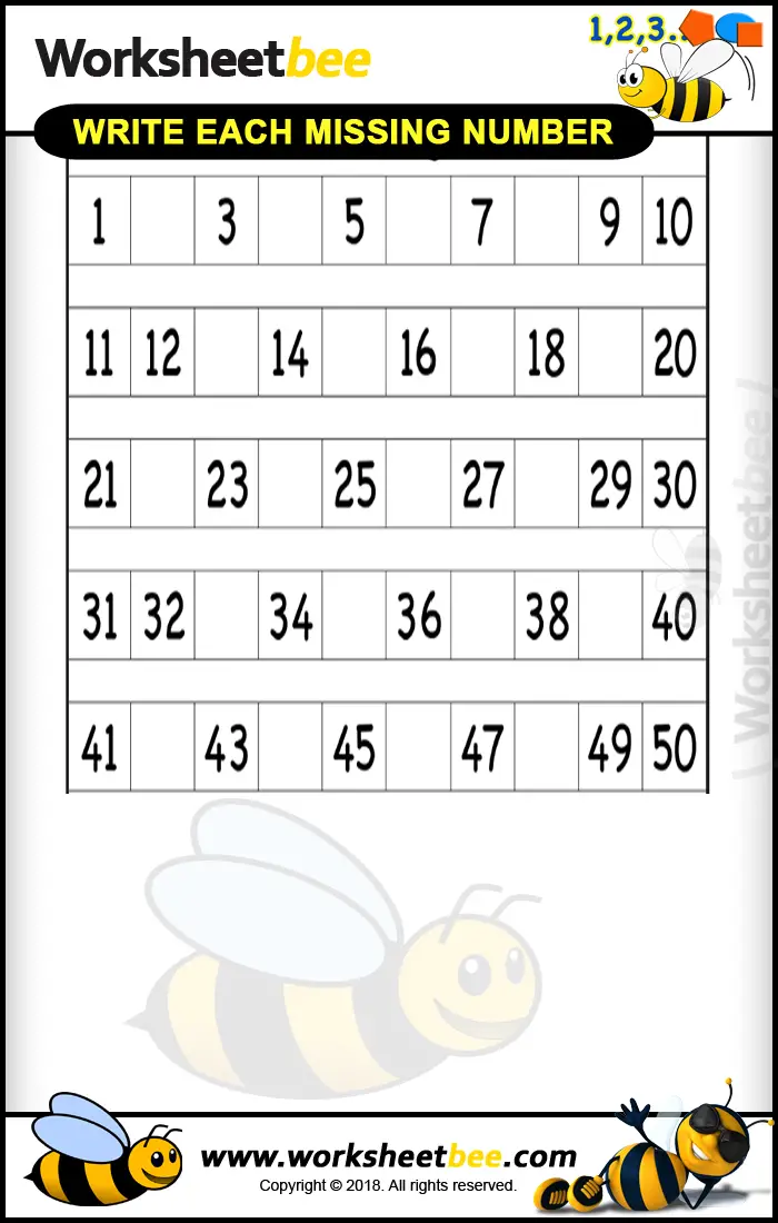 new-printable-worksheet-for-kids-about-to-write-each-missing-numbesr-1-50-worksheet-bee