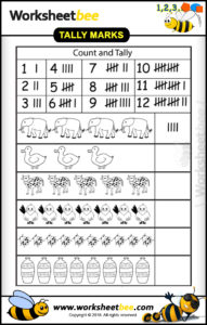 Count and Tally Marks Elephant Duck Printable Worksheet for Kids