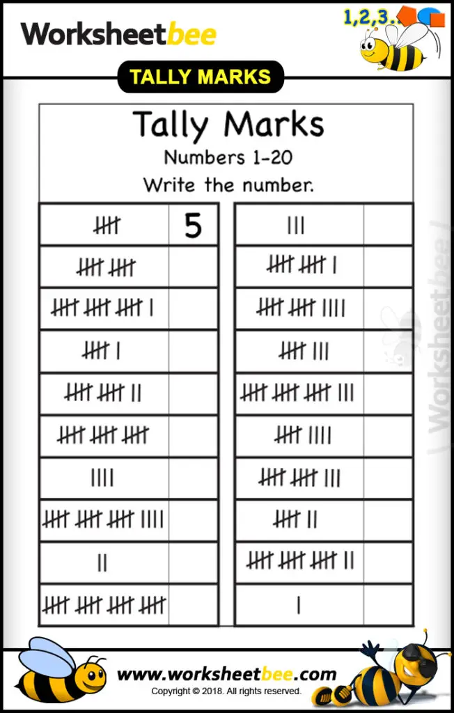 Count and Tally Printable Worksheet for Kids Learn Mathematics