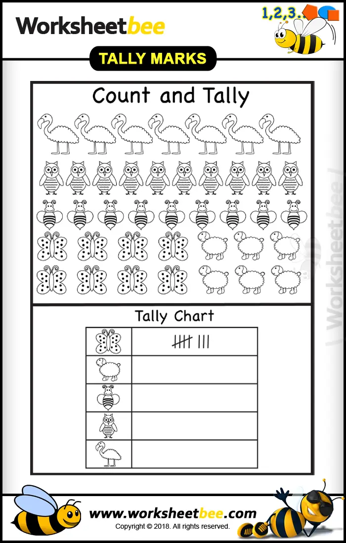 Count and Tallyes Printable Worksheets for Kids Learning