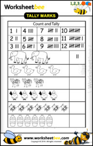 Printable Count and Tally Marks Elephant Duck Worksheet for Kids