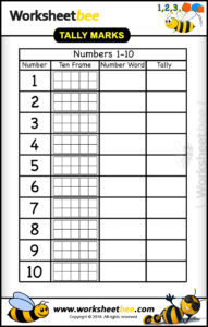 Printable Tally Marks Boxes for Kids Learning