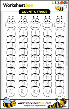 count and trace numbers 1 10 printables for kids - Worksheet Bee