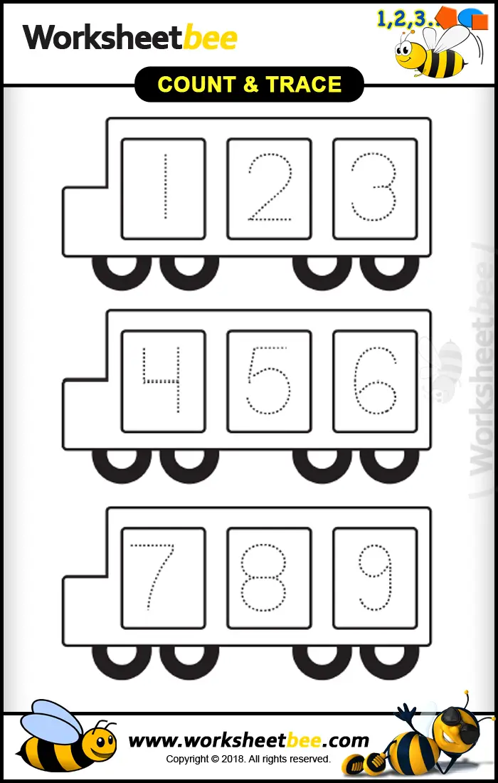 truck count and trace 1 9 vechicle worksheet bee