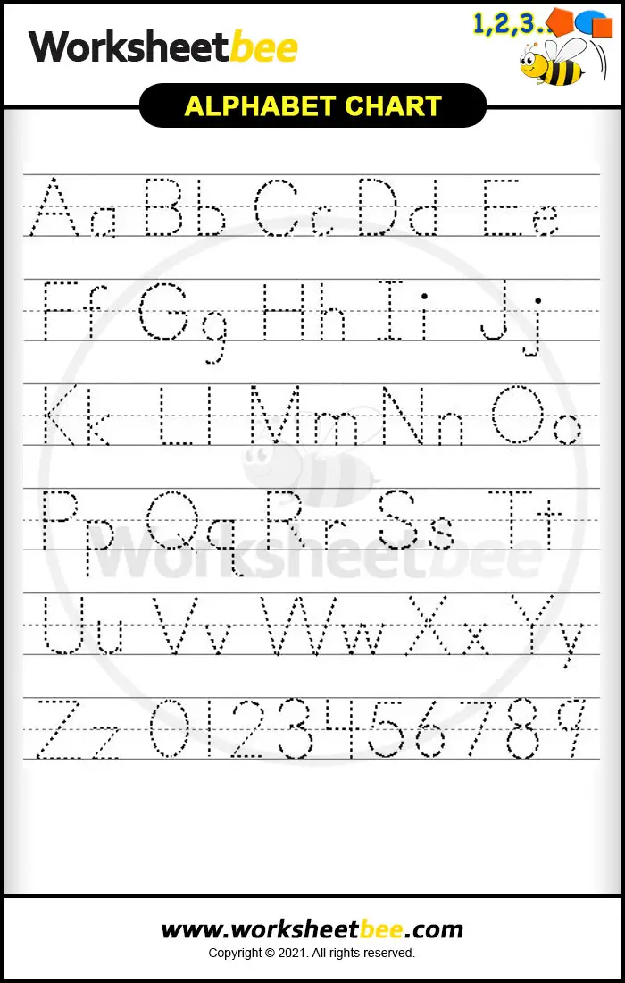 Printable Alphabet chart for kids a to z - Worksheet Bee