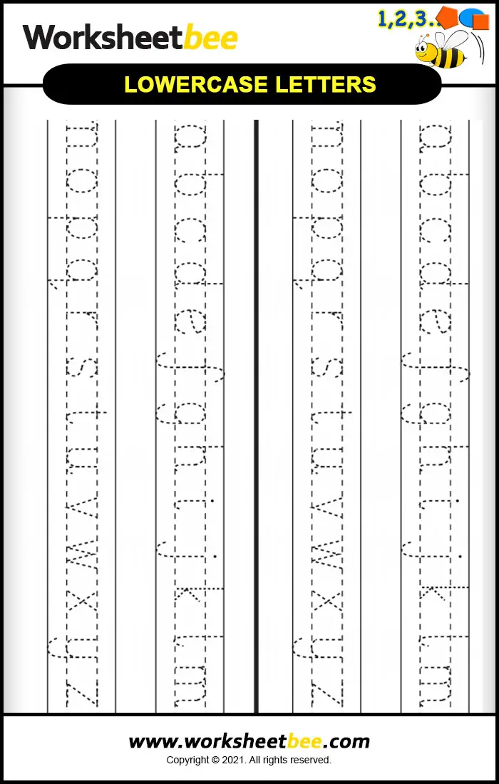 Printable Lowercase Letter Tracing Worksheet for kids