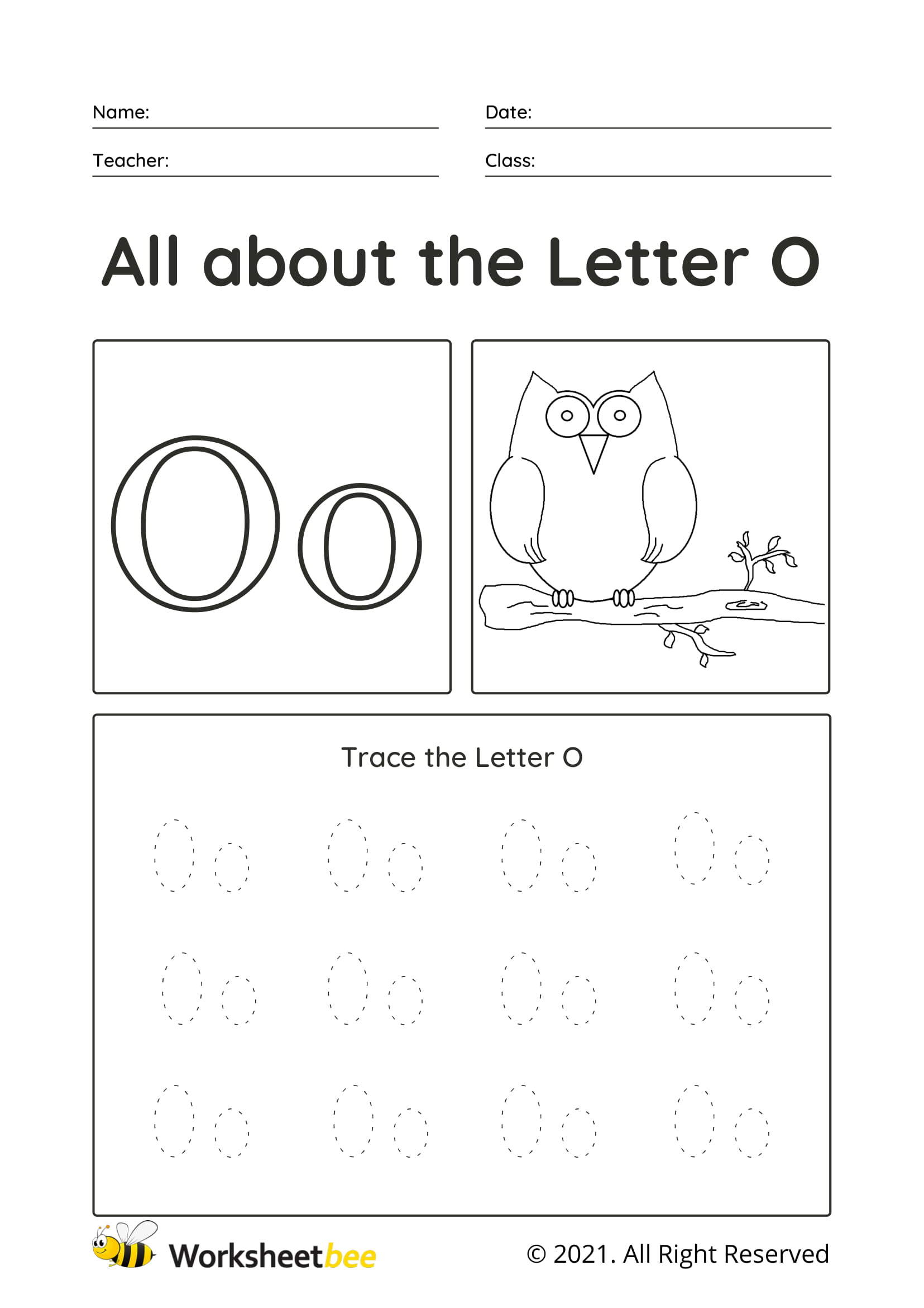 Printable Letter O Uppercase and lowercase tracing sheet for both girls and boys