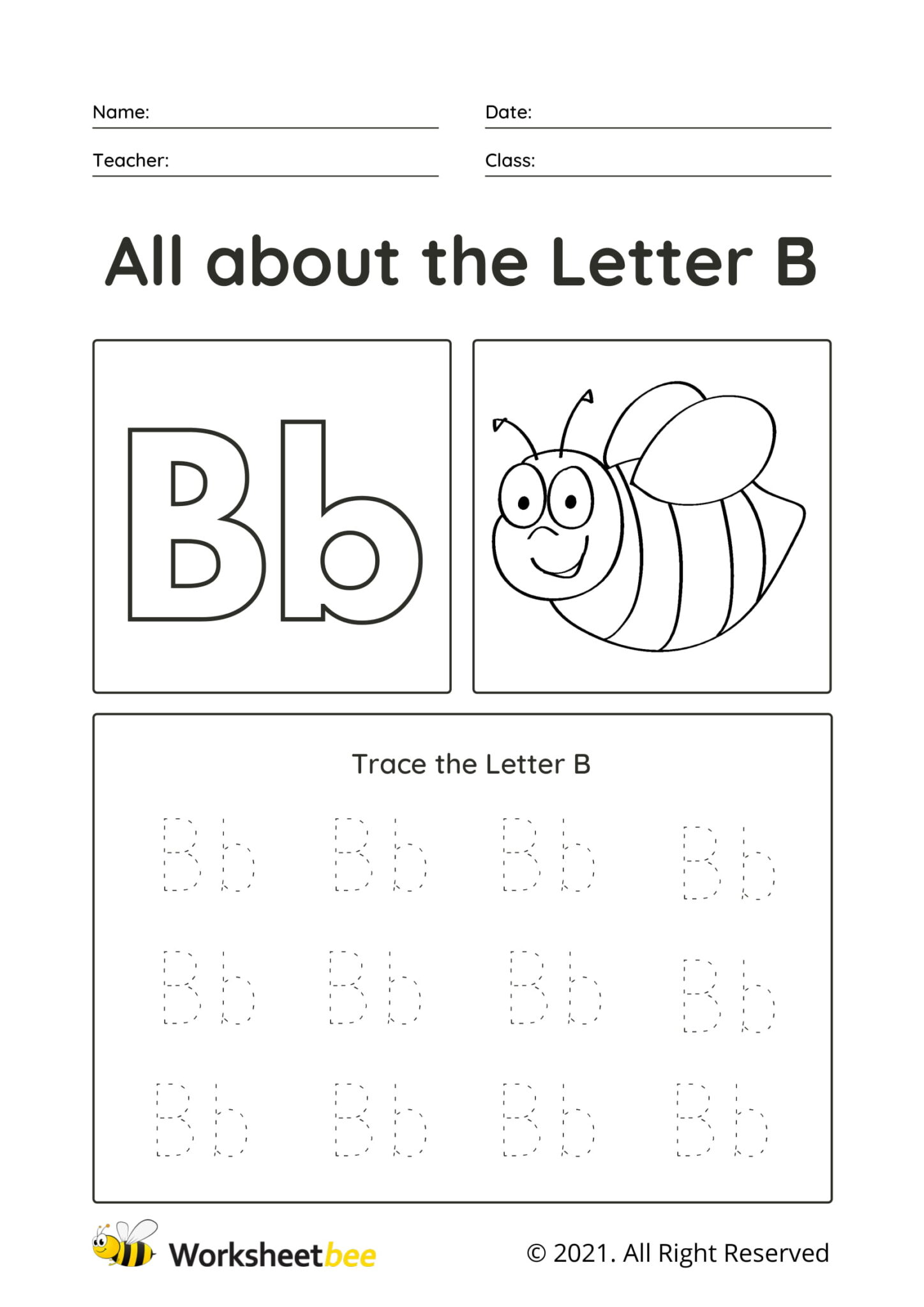 Trace The Letter B Uppercase And Lowercase Tracing Sheet For Kids ...