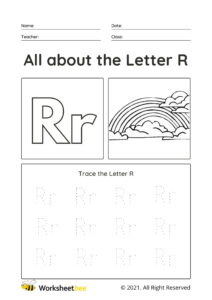 Trace the Letter R Uppercase and lowercase tracing sheet for kids ...