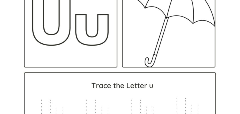 Trace the Letter U Uppercase and lowercase tracing sheet for kids