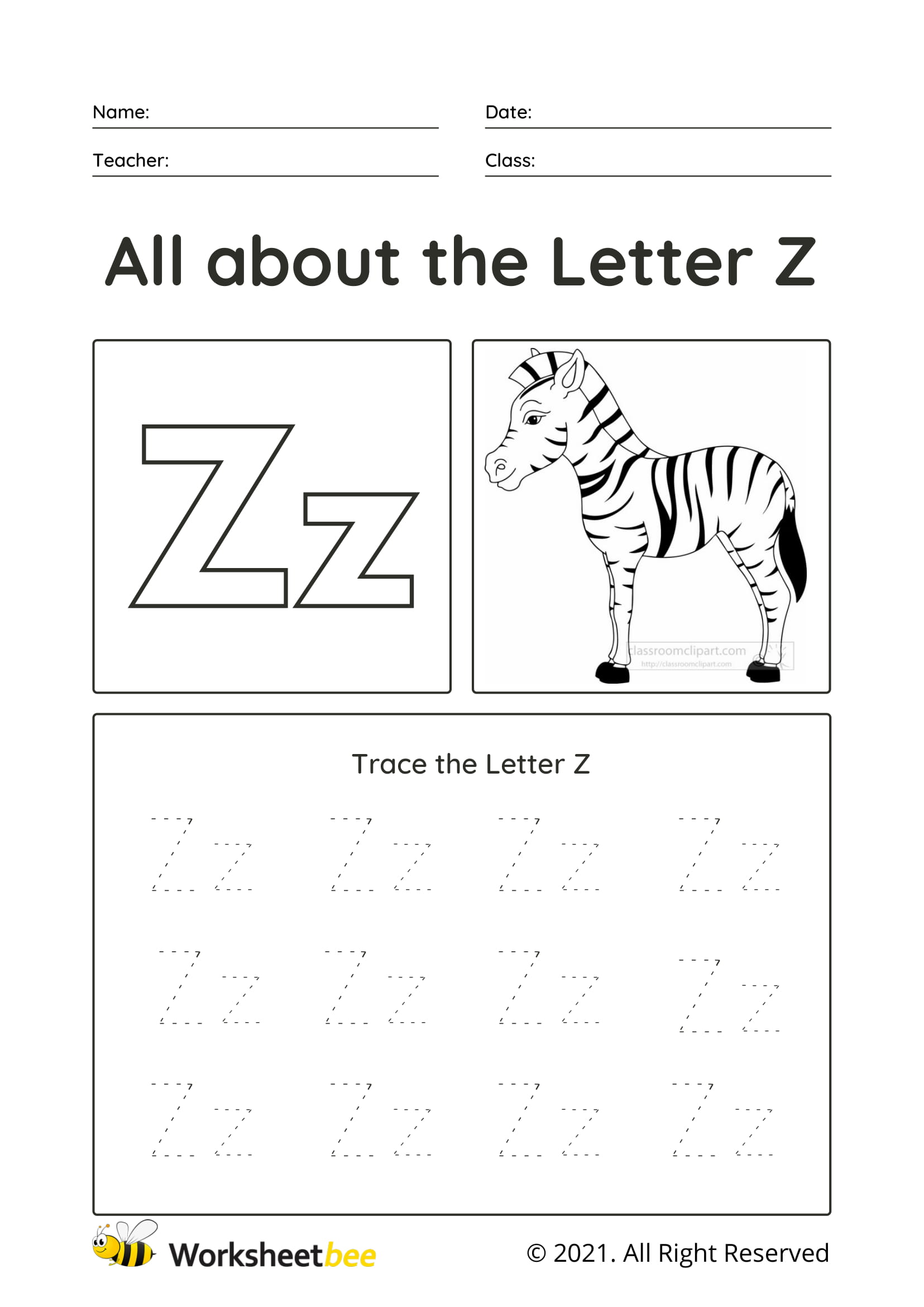 Letter Z Tracing Sheets