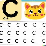 kids workbook of letter C for Cat