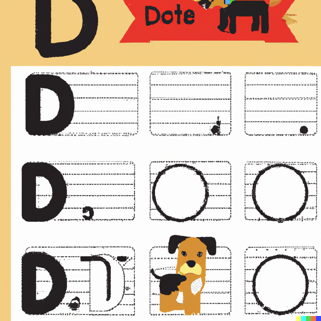 worksheet of letter D for Dog
