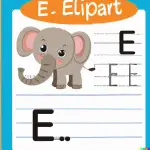 worksheet of letter E for Elephant